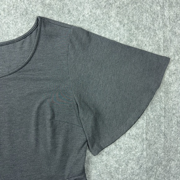 Betabrand Shirt Women XL Gray Erin Peplum Top Flutter Short Sleeve Office Career - Picture 4 of 11